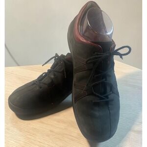 Finn Comfort Chelsea Nubuck Leather Sneakers Black Burgundy Womens EU41/US10.5